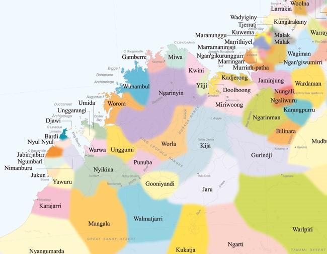 Kimberley language map