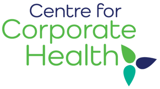 Centre for Corporate Health logo in blue and green text and leaf pattern