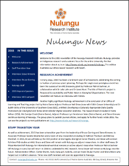 Front page of Newsletter, 2015