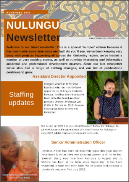 Front page of Newsletter, November 2021