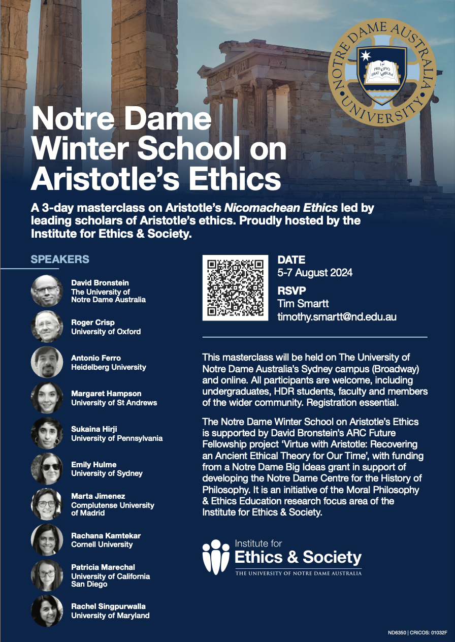 Winter School on Aristotle's Ethics August 2024